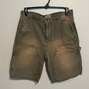 BDG brown washed double knee cargo shorts